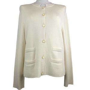 Talbots Cardigan Button Front. Cream. Pockets. Substantial Weight. XL Petite
